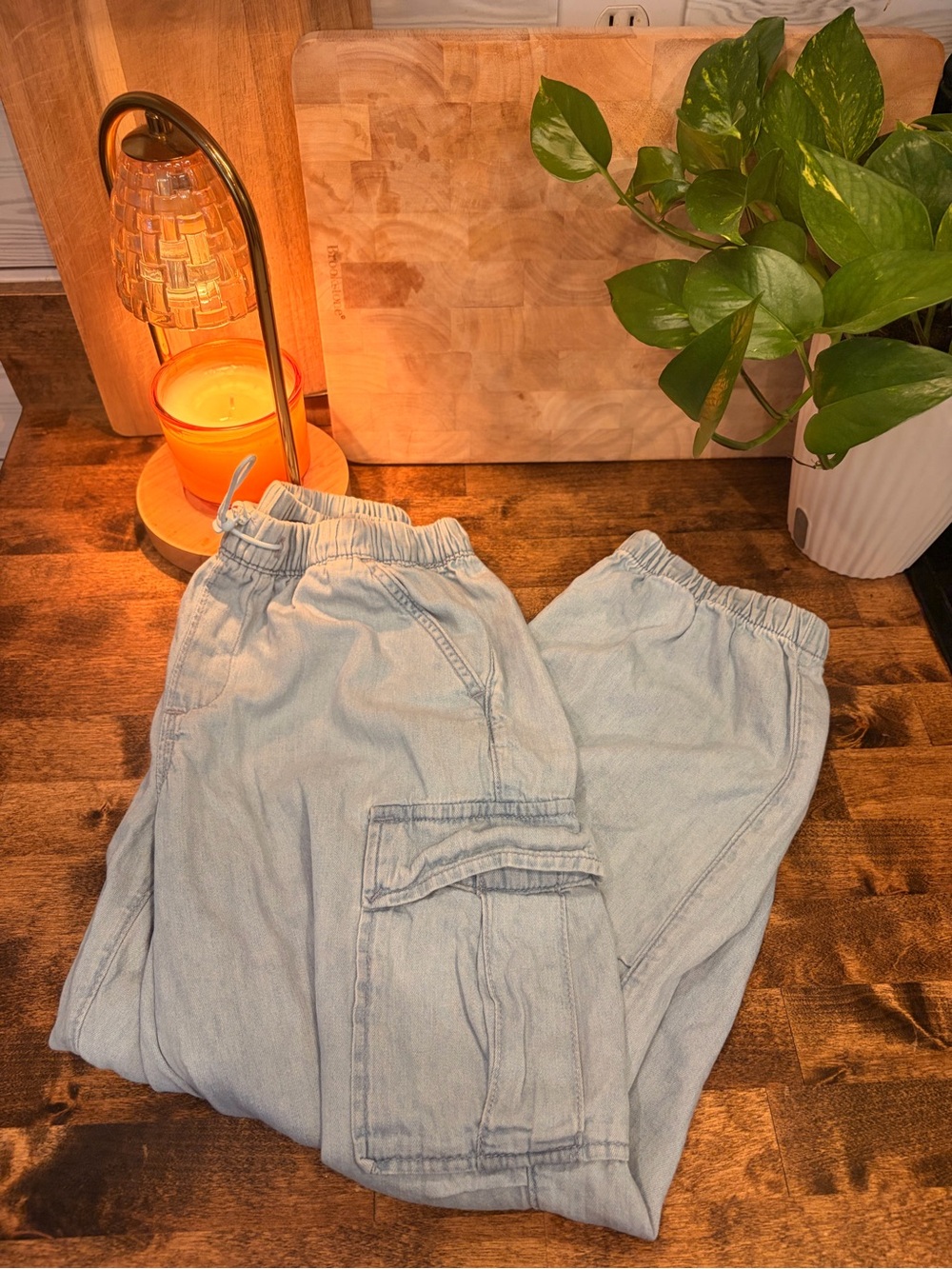 GAP Kids Pale Blue Elastic Waist Denim Jogger Pants